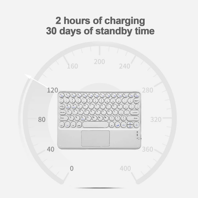 Alt view image 2 of 7 - Thanice Wireless Keyboard with Touchpad, Ultra-Slim Portable Rechargeable Bluetooth Keyboard, Ipad & Android Windows Device Compatible (White)