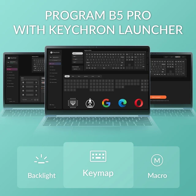 Alt view image 4 of 7 - Keychron B5 Pro Ultra-Slim Full-Size Wireless Keyboard, 112-Key Layout with Number Pad, 2.4 GHz Bluetooth 5.2 USB-C, 1000 Hz Polling, Launcher, 300 Hours Working Time, Mac Windows Linux - Space Gray