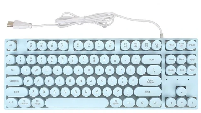 Main image of Anu Limen 87-Key Round Mechanical Gaming Keyboard Ergonomic Wired USB Keyboard with Colorful Backlit for PC & Laptop,Compact Design 14x5.12x1.38 in(Blue)