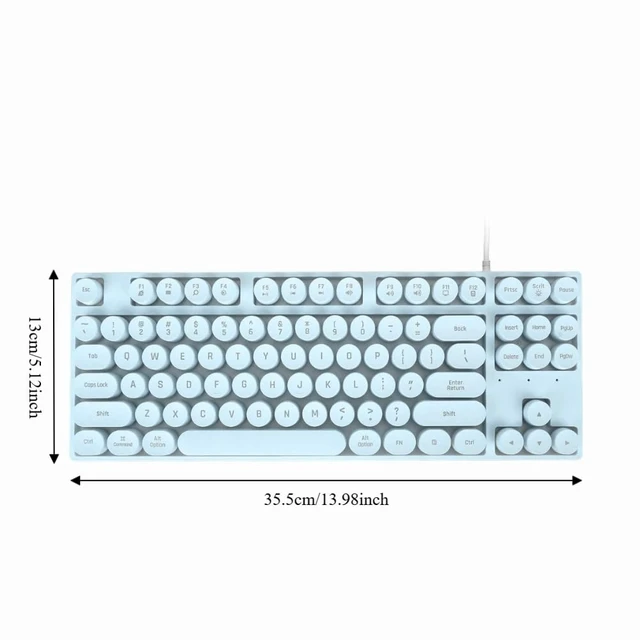Alt view image 5 of 6 - Anu Limen 87-Key Round Mechanical Gaming Keyboard Ergonomic Wired USB Keyboard with Colorful Backlit for PC & Laptop,Compact Design 14x5.12x1.38 in(Blue)