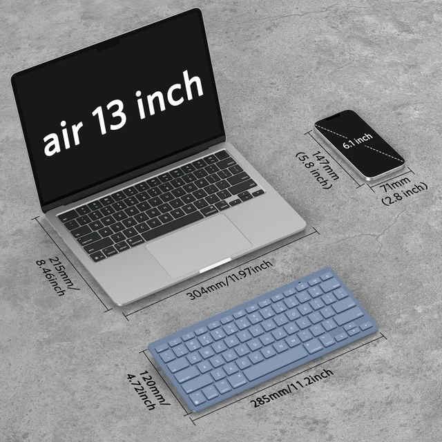 Alt view image 3 of 7 - OMOTON Wireless Keyboard for Mac, Bluetooth Stable, No Numpad, Travel Size | macOS Hotkeys, AAA Battery Powered, Compact Portable for Coffee Shop Office, Ergonomic for MacBook Pro/Air/Neo/iMac, Blue