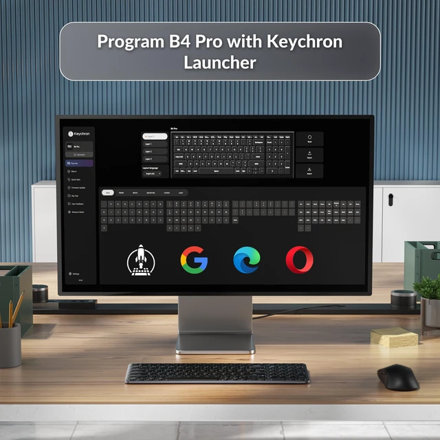 Alt view image 4 of 7 - Keychron B4 Pro Ultra-Slim 96% Wireless Keyboard, Bluetooth/2.4 GHz/Wired Connection Keyboard with Numpad, Launcher, Up to 300 Hours Battery Compatible with Mac Windows Linux - Space Gray