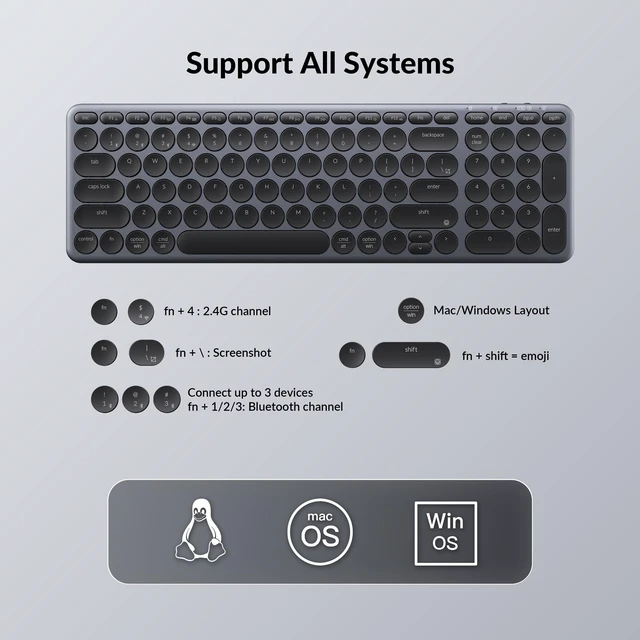 Alt view image 5 of 7 - Keychron B4 Pro Ultra-Slim 96% Wireless Keyboard, Bluetooth/2.4 GHz/Wired Connection Keyboard with Numpad, Launcher, Up to 300 Hours Battery Compatible with Mac Windows Linux - Space Gray