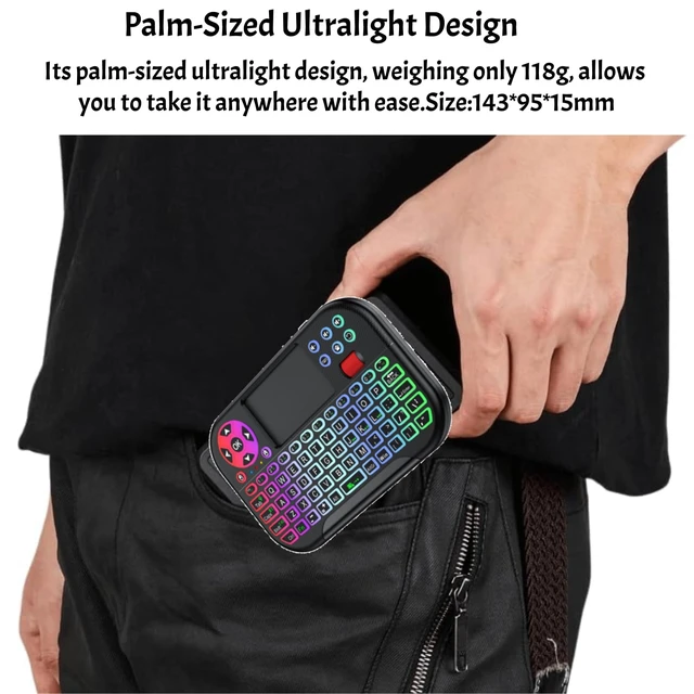 Alt view image 6 of 7 - Mini Bluetooth Keyboard with Touchpad,Blacklit Portable Dual Mode(2.4G Wireless+BT) Keyboard Mouse Combo,Rechargable Handheld Remote Controller Gaming Keypad for PC,Tablet,Laptop Smart TV Box Windows