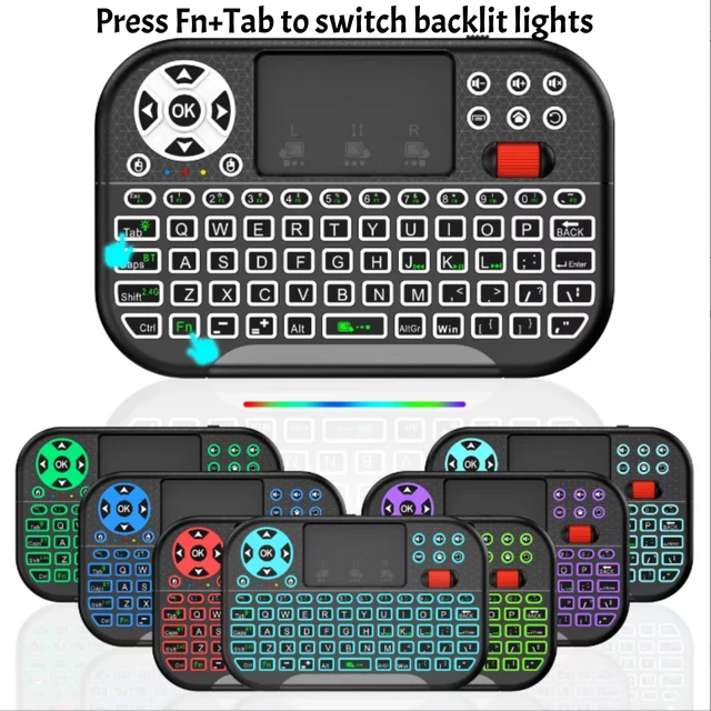Alt view image 4 of 7 - Mini Bluetooth Keyboard with Touchpad,Blacklit Portable Dual Mode(2.4G Wireless+BT) Keyboard Mouse Combo,Rechargable Handheld Remote Controller Gaming Keypad for PC,Tablet,Laptop Smart TV Box Windows