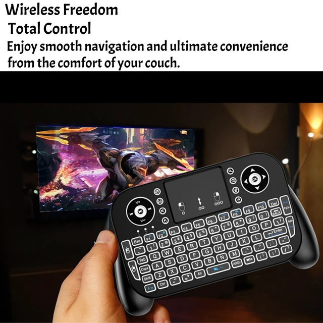 Alt view image 2 of 5 - Mini Bluetooth Keyboard with Touchpad,2.4GHz & BT with 7 Colors RGB Backlight Rechargeable Handheld Remote Control Keyboard Mouse Combo Controller for Android TV Box Smart TV Projector PS3 PC Tablet
