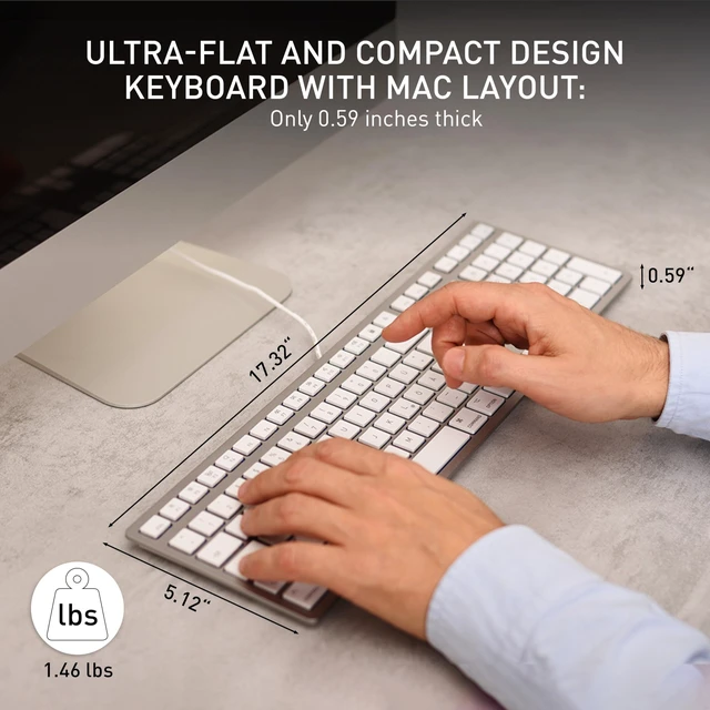 Alt view image 2 of 6 - Cherry KC 6000C for MAC, Wired Mac Keyboard with Number Pad, USB-C Connection, Whisper-Quiet Keys, Thin Design, SX Scissor Switches, QWERTY, Silver/White