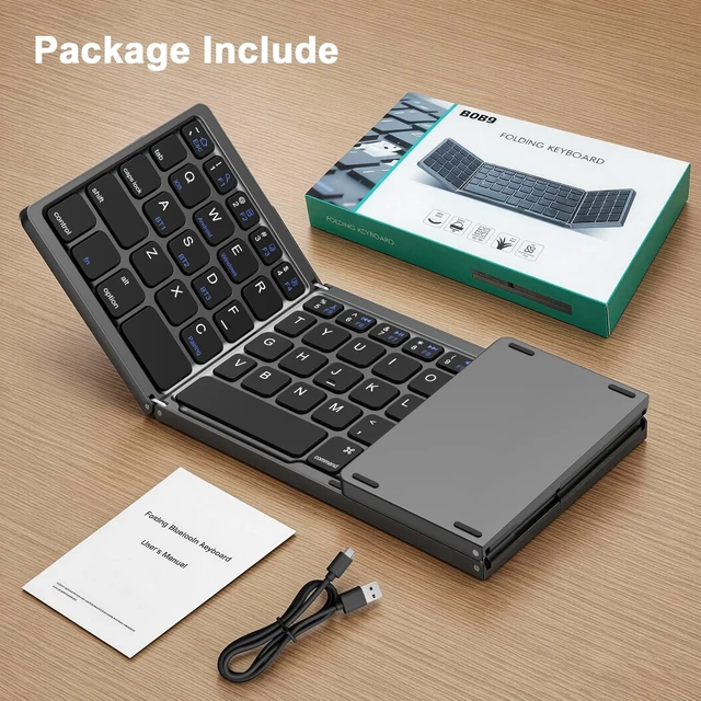 Alt view image 3 of 5 - BLOSOMEET Pocket-Sized Foldable Bluetooth Keyboard, Works with Phones & Tablets, 3-Device Instant Switching, Compact Typing Companion for Business Travel, Black