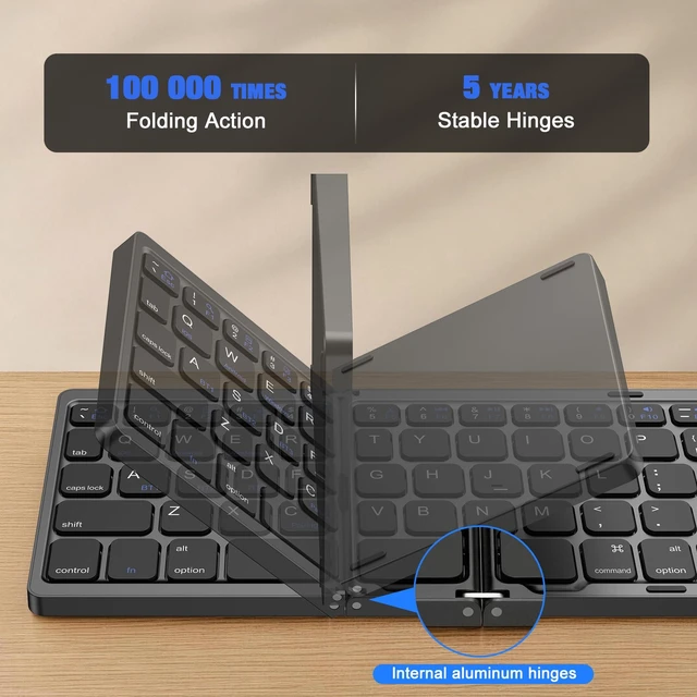 Alt view image 5 of 7 - avakot Full Size Foldable Travel Keyboard with Numeric Keypad, Black | Support Bluetooth 3-Device Connection, USB-C Charging, Travel & Office Use, Works with iOS Android Windows Mac Devices