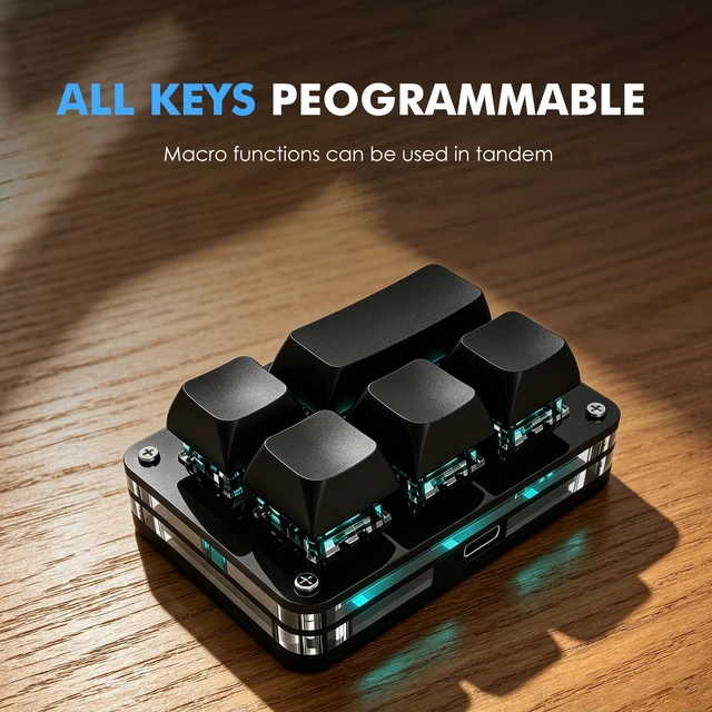 Alt view image 2 of 7 - LUKCOZMO Programmable 5-Key Mini Gaming Keypad with RGB Backlit & USB Drive | 5-Key Macro Programmable Mini Gaming Keyboard with USB Flash Drive, One Handed Keypad RGB LED Backlit