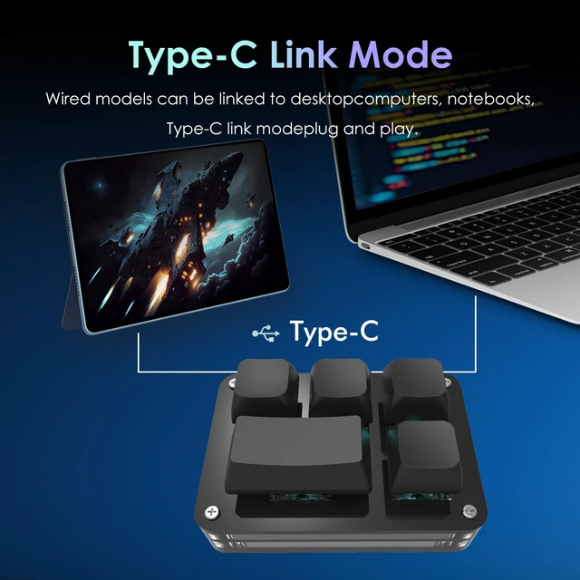 Alt view image 4 of 7 - LUKCOZMO Programmable 5-Key Mini Gaming Keypad with RGB Backlit & USB Drive | 5-Key Macro Programmable Mini Gaming Keyboard with USB Flash Drive, One Handed Keypad RGB LED Backlit