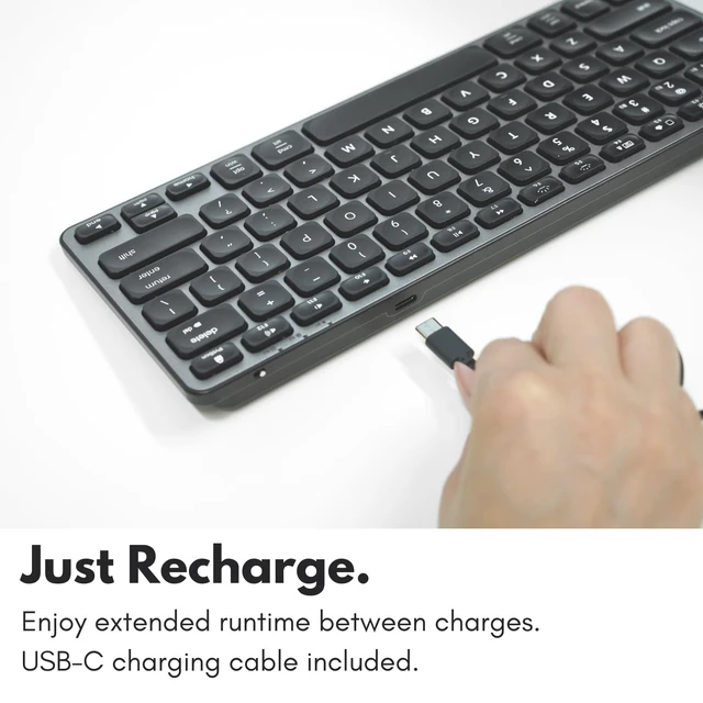 Alt view image 6 of 7 - Macally Compact Backlit Bluetooth Keyboard for Mac Space-Saving, Rechargeable Multi-Device Compatible Apple Wireless Keyboard for MacBook Pro/Air, iMac, Mac mini