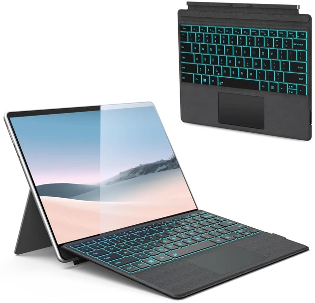 Main image of Surface Pro Keyboard for Microsoft Surface Pro 7 Plus 7/6/5/4/3 12.3 inch | Bluetooth 7 Color Backlit Wireless Type Cover, Ultra-Slim Portable Magnetic Keyboard with Trackpad, USB-C Rechargeable