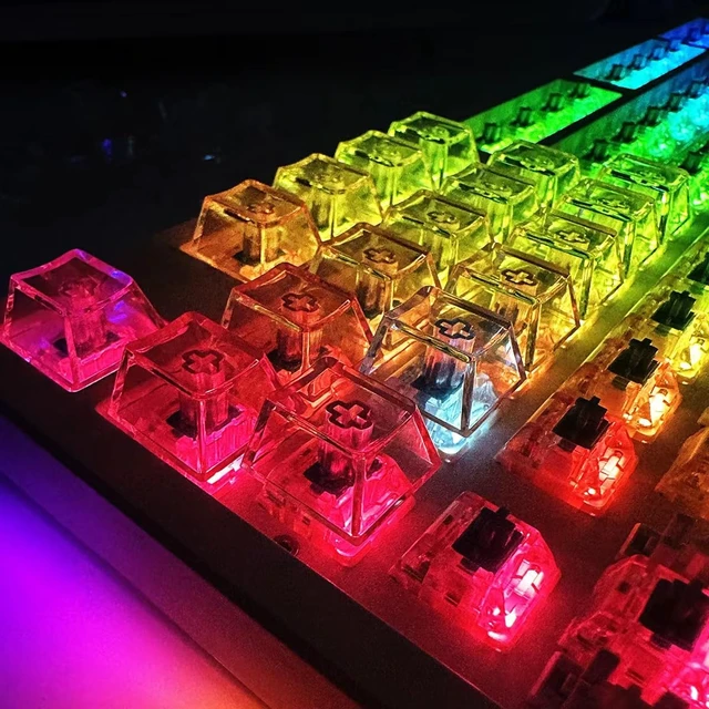 Alt view image 6 of 6 - Elacgap Blank Crystal Transparent Keycaps PC Material 1U Cherry Profile R4 Keycap for MX switches Mechanical Keyboard Backlit (Cherry Transparent, 100pcs)