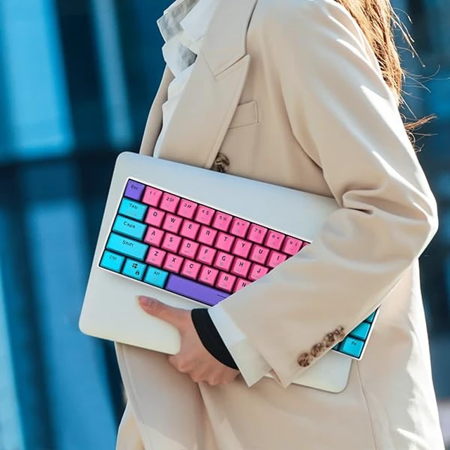 Alt view image 7 of 7 - iRoboosta Portable 60% Mechanical Gaming Keyboard Pink/Blue, RGB Backlit Wired Key Board with Red Switch, Compact 61 Keys Mini Office Keyboards with for Windows Laptop PC (61 Zhi/Red Switch)