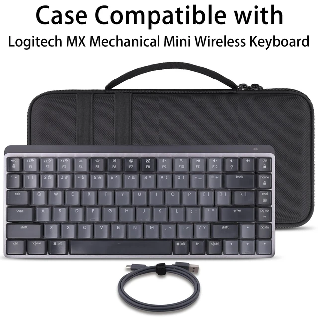 Alt view image 3 of 7 - Syongsion Hard Case for Logitech MX Mechanical Mini Keyboard, Black | Features a Mesh Pocket for Accessories. Sturdy Handle for Easy Carrying. Provides Shockproof, Scratch-Resistant Protection