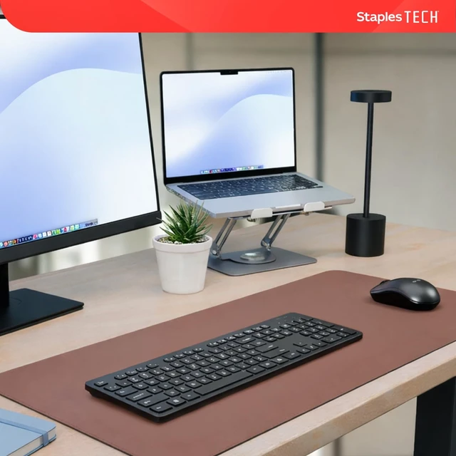 Alt view image 7 of 7 - Staples TECH Slim Wireless Keyboard, FullSize 104Key, Quiet Scissor Keys, USB Receiver, Black