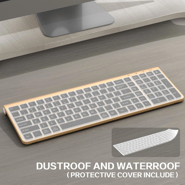 Alt view image 4 of 5 - JOYACCESS Black Gold Wireless Keyboard with Low-Profile Keys - 2.4GHz Full-Sized,Windows & Mac OS, Quiet,Ergonomic Keyboard for Computer, Laptop, PC, Mac,Windows- Gold