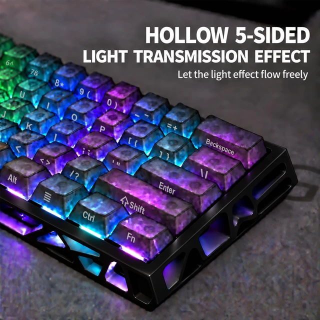 Alt view image 5 of 6 - K KAVLORN 60% Mechanical Gaming Keyboard Wired, Hot Swappable Blue Switch, RGB Backlit, 61 Key Compact Keyboard with Hollow Shell, Programmable, Ergonomic Design for PC,Mac,Office, Gaming