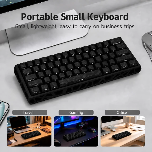 Alt view image 6 of 6 - K KAVLORN 60% Mechanical Gaming Keyboard Wired, Hot Swappable Blue Switch, RGB Backlit, 61 Key Compact Keyboard with Hollow Shell, Programmable, Ergonomic Design for PC,Mac,Office, Gaming