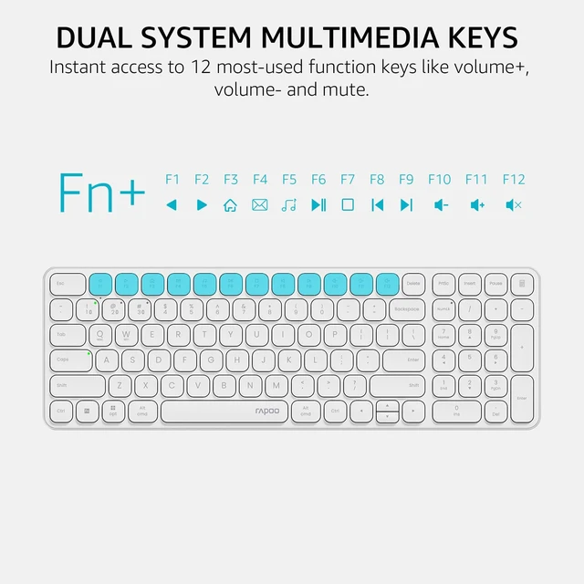 Alt view image 5 of 7 - Rapoo E9310M Wireless Keyboard for Mac/iPad/PC, Multi-Device Bluetooth Keyboard with Number Pad, Low-Profile, Quiet Typing, 99-Key, Battery Powered, Support 4 Devices for Windows, Linux, Chrome, Mac