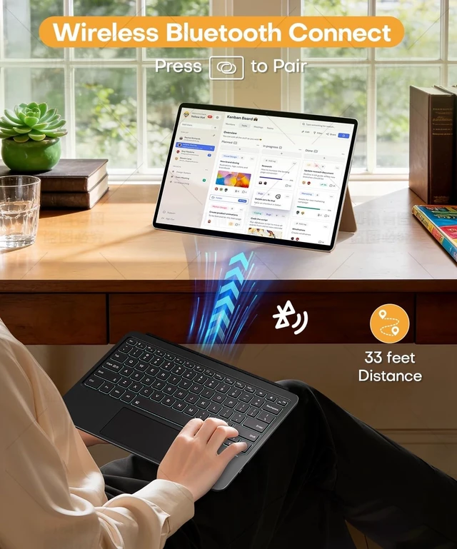 Alt view image 5 of 6 - Surface Pro 12 Keyboard, 7 Color Backlits Bluetooth Magnetic Keyboard | Wireless Type-Cover for Microsoft Surface Pro 12 inch 2025, Auto Sleep/Wake Multi-Touch Trackpad, Ultra-Slim USB-C Recharge