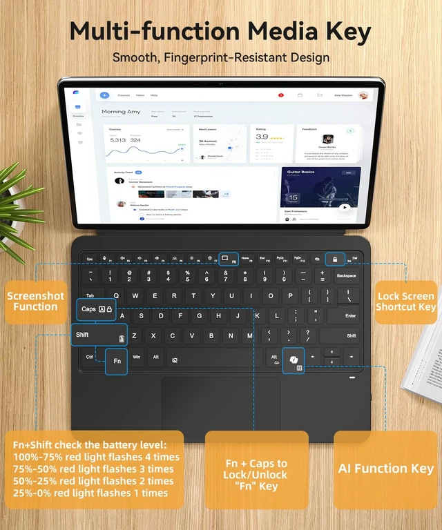 Alt view image 3 of 6 - Surface Pro 12 Keyboard, 7 Color Backlits Bluetooth Magnetic Keyboard | Wireless Type-Cover for Microsoft Surface Pro 12 inch 2025, Auto Sleep/Wake Multi-Touch Trackpad, Ultra-Slim USB-C Recharge