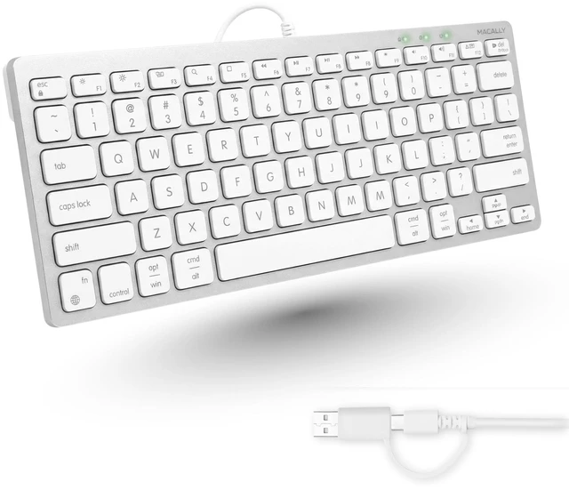 Main image of Macally USB C Wired Keyboard for Mac (USB C + USB A) Compatible Keyboard for MacBook Pro/Air, iMac & MacMini Compact Mac Keyboard