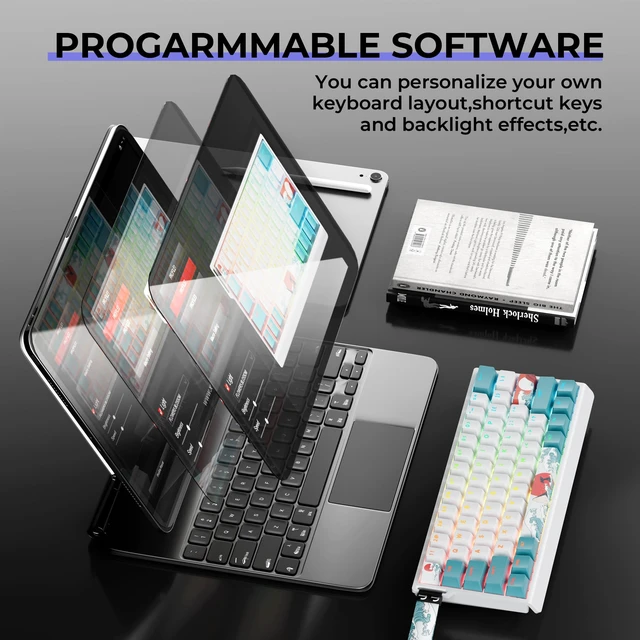 Alt view image 7 of 7 - HITIME x XVX 60% Percent Keyboard with Strap, H61 Wired Aluminum Gaming Keyboard, Hot Swappable, Kanagawa Anime PBT Keycaps, RGB Backlit, Cherry Profile, Sound Absorbing Pads, Creamy Linear Switch