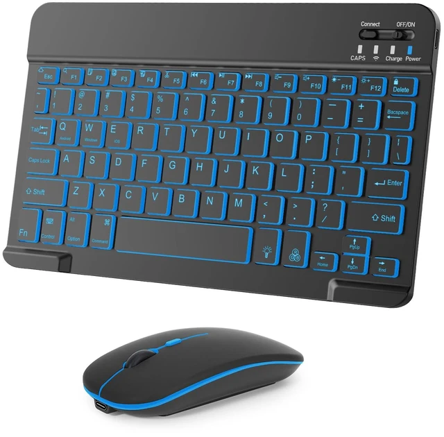 Main image of Wireless Keyboard And Mouse Combo, Rechargeable Bluetooth Keyboard & Mouse with 7 Color Backlit and 2.4 GHz Wireless USB Receiver, Compatible with Phone, iPad, PC, Laptop, Windows/iOS/Android, Black