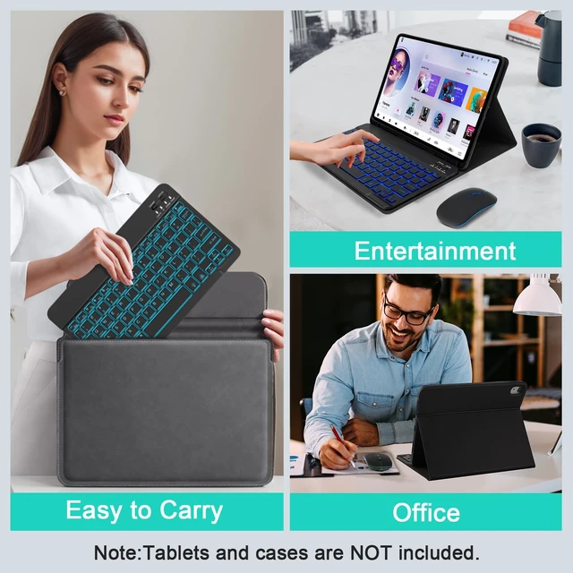 Alt view image 7 of 7 - Wireless Keyboard And Mouse Combo, Rechargeable Bluetooth Keyboard & Mouse with 7 Color Backlit and 2.4 GHz Wireless USB Receiver, Compatible with Phone, iPad, PC, Laptop, Windows/iOS/Android, Black