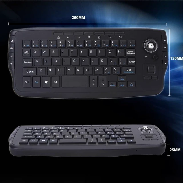 Alt view image 5 of 7 - Mini Ergonomic Keyboard Trackball Air Mouse 1200dpi Function TV 2.4G Wireless Keyboard with trackball Mouse Keyboartd Combo for Lapotp PC TV Remote Controller HTPC (Black)