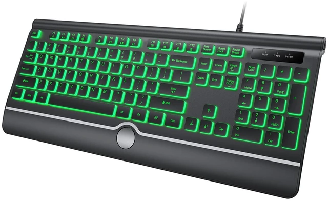 Main image of HeengYanson Backlit Computer Keyboards, Wired Light Up Keyboards with 7-Color Backlit, USB Lighted Keyboard Easy to See and Type, Corded Full-Size Keyboard for Windows Desktop, Laptop, PC