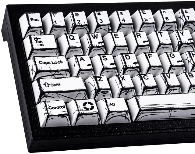 Main image of Heykit PBT Keycaps - Japanese Manga Theme Keycaps for 60%, 65%, 75%, 100% Keyboard, 131 Keys Dye-Sub Custom Cherry Profile Keycap, Minimalist Style Key Caps for Cherry MX Mechanical Keyboard, White