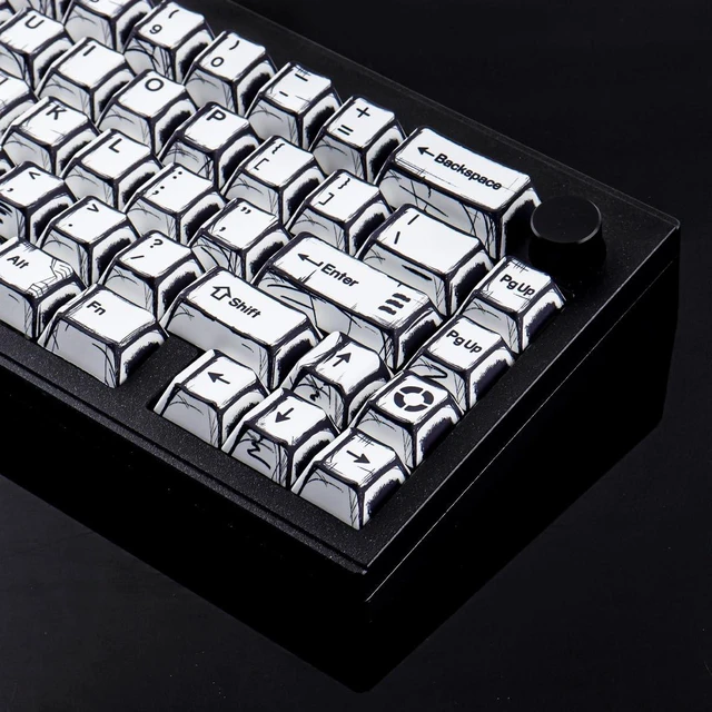 Alt view image 5 of 7 - Heykit PBT Keycaps - Japanese Manga Theme Keycaps for 60%, 65%, 75%, 100% Keyboard, 131 Keys Dye-Sub Custom Cherry Profile Keycap, Minimalist Style Key Caps for Cherry MX Mechanical Keyboard, White