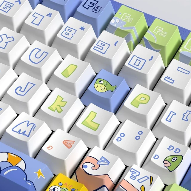 Alt view image 2 of 4 - daixiahu Ocean Graffiti Theme keycaps 158 Key PBT keycaps Cherry Custom keycap Set is Suitable for 61/87/104/108 Cherry MX Switch and Other Mechanical Keyboards (Ocean Graffiti)