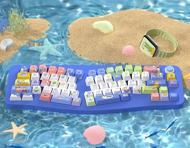 Alt view image 3 of 4 - daixiahu Ocean Graffiti Theme keycaps 158 Key PBT keycaps Cherry Custom keycap Set is Suitable for 61/87/104/108 Cherry MX Switch and Other Mechanical Keyboards (Ocean Graffiti)