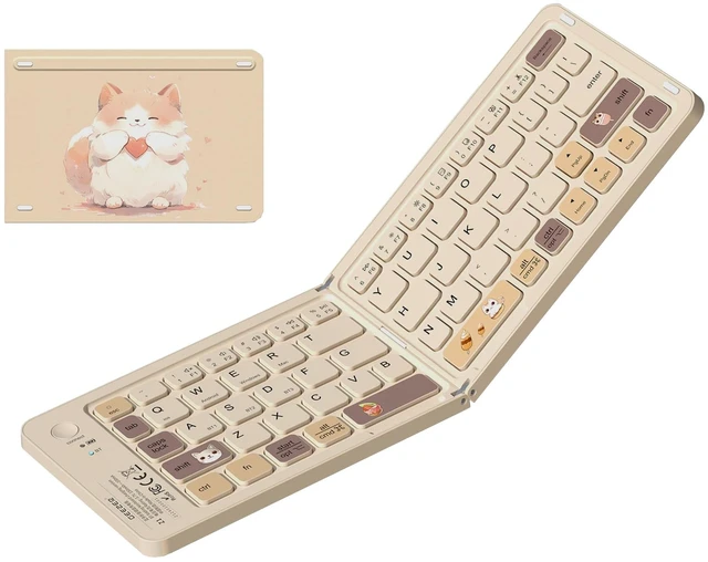 Main image of Ubxxziy Foldable Bluetooth Keyboard with UV Printing Technology Rechargeable Keyboards,Compact Wireless Travel Keyboards for iPad, Smartphone, Tablet and Laptop - Z1 Milk Tea Colorful