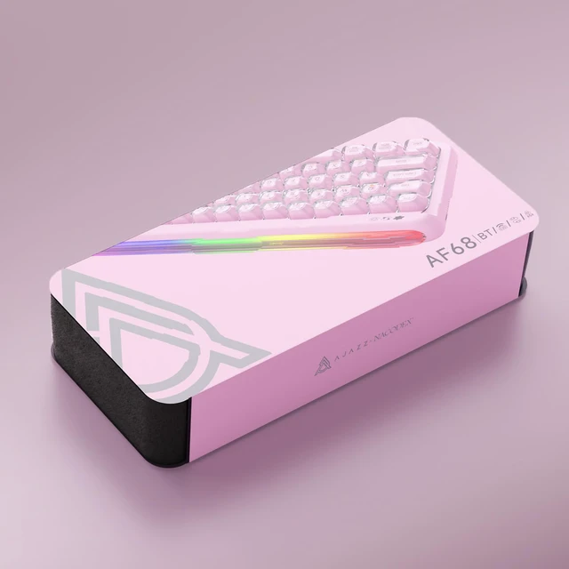 Alt view image 7 of 7 - AJAZZ AF68 Wireless Membrane Keyboard, 68% Layout 68-Key Gaming Keyboard, 2.4 GHz/Type-C/BT, RGB Lighting Effects with Integrated Side Light Bar, 4000mAh Battery, Translucent Keycaps