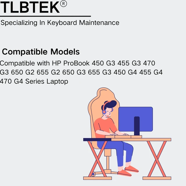 Alt view image 6 of 6 - TLBTEK Backlight Keyboard Replacement Compatible with HP ProBook 450 G3 455 G3 470 G3 650 G2 655 G2 650 G3 655 G3 450 G4 455 G4 470 G4 Series Laptop 827028-031 827029-031 831021-211
