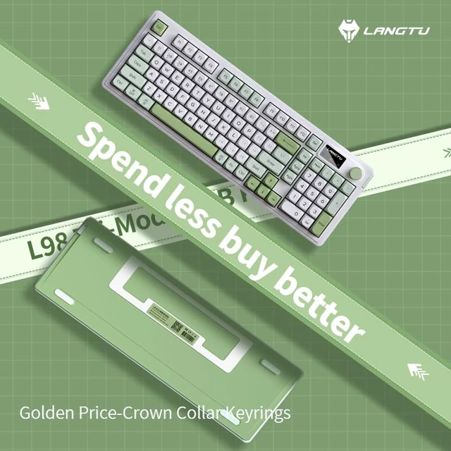 Alt view image 2 of 7 - Cmokifuly L98 96% Membrane Keyboard,Tri-Mode Connectivity RGB Backlights,Rotary Knob+Screen,Gasket Mounted,Sa Profile Keycaps,98 Keys Software Programmable Gaming Keyboard for MAC/Win (Green)