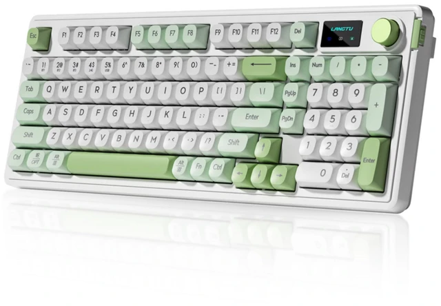 Main image of Cmokifuly L98 96% Membrane Keyboard,Tri-Mode Connectivity RGB Backlights,Rotary Knob+Screen,Gasket Mounted,Sa Profile Keycaps,98 Keys Software Programmable Gaming Keyboard for MAC/Win (Green)
