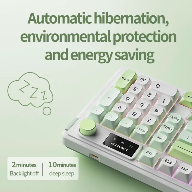 Alt view image 3 of 7 - Cmokifuly L98 96% Membrane Keyboard,Tri-Mode Connectivity RGB Backlights,Rotary Knob+Screen,Gasket Mounted,Sa Profile Keycaps,98 Keys Software Programmable Gaming Keyboard for MAC/Win (Green)