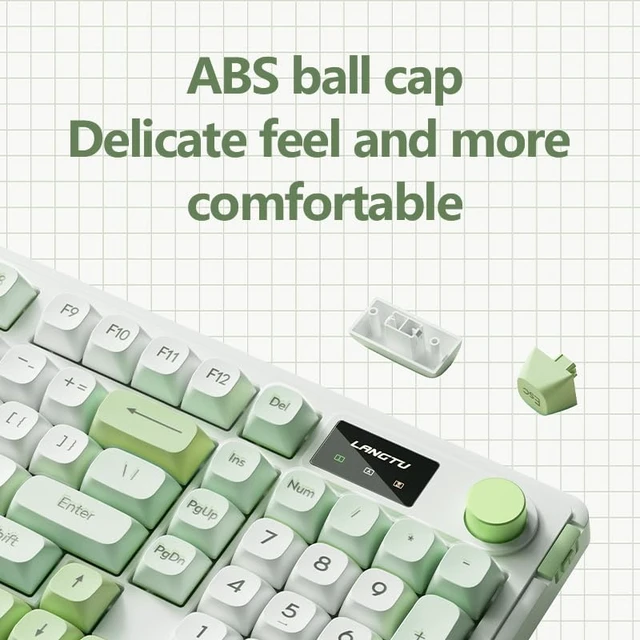 Alt view image 4 of 7 - Cmokifuly L98 96% Membrane Keyboard,Tri-Mode Connectivity RGB Backlights,Rotary Knob+Screen,Gasket Mounted,Sa Profile Keycaps,98 Keys Software Programmable Gaming Keyboard for MAC/Win (Green)