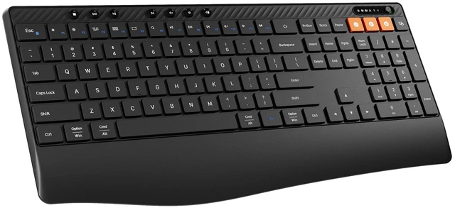 Main image of ProtoArc K40 Wireless Bluetooth Keyboard with Ergonomic Wrist Rest, Black | Multi Device Keyboard with 7 Dedicated Multimedia Hotkeys, Dual Bluetooth & 2.4G, Rechargeable, Quiet Typing, Windows/Mac