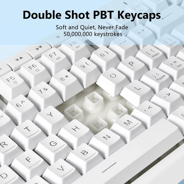 Alt view image 6 of 7 - Redragon Wireless Gaming Keyboard, Portable 75% Compact,RGB Backlit, White