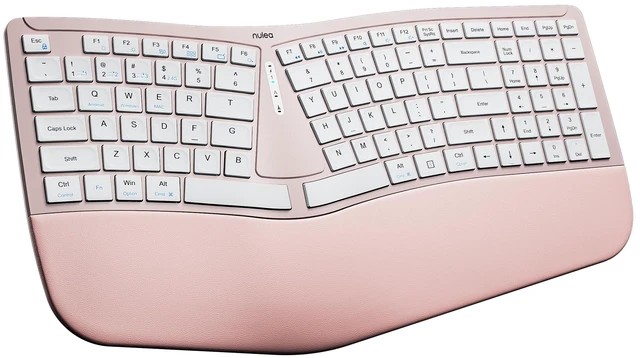 Main image of Nulea Ergonomic Split Wireless Keyboard with Cushioned Wrist Rest | Bluetooth and 2.4G Connection with USB-C Charging, Multi Device Support for Laptop, PC, Mac and Windows