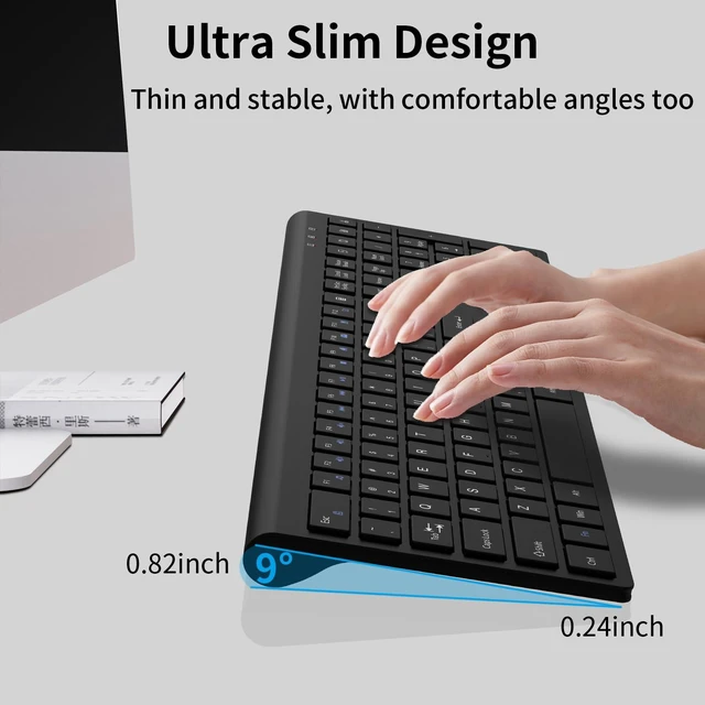 Alt view image 5 of 7 - Wireless Keyboard Slim Silent 2.4G USB Computer Keyboard - Black(No Mouse) | for Laptop PC Desktop Notebook Chromebook Windows Mac, 12 Multimedia Keys, Fn Lock, 110 Keys Full Size with Number Pad
