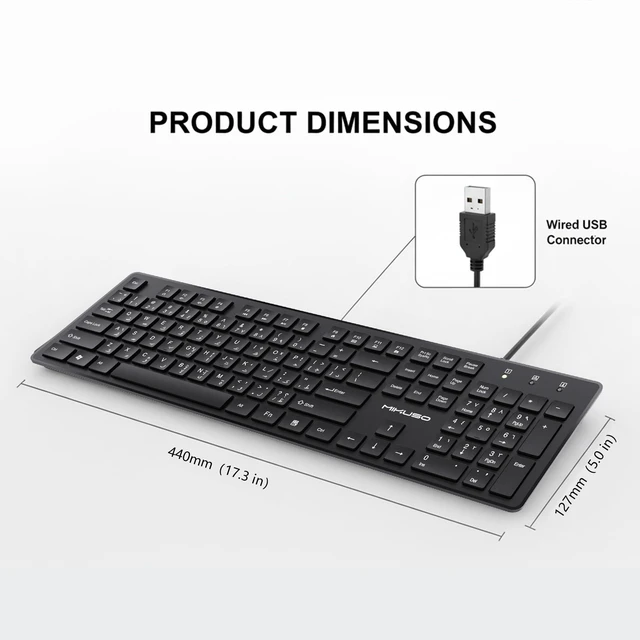 Alt view image 7 of 7 - MIKUSO Arabic English Keyboard,Wired Keyboard Not Fading Bilingual Letters | USB-A Interface,1.6m/62.99inches line Length Suitable for Windows Computer,Laptop,PC,Full Size with Number Key,Plug