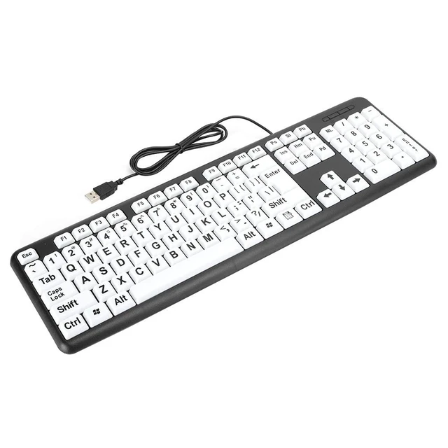 Alt view image 5 of 7 - Leapiture Large Print Keyboard Standard 104 Keys Big Letter Keyboard USB Wired Computer Keyboard with Oversized Print Letters for Elderly and Low Vision People